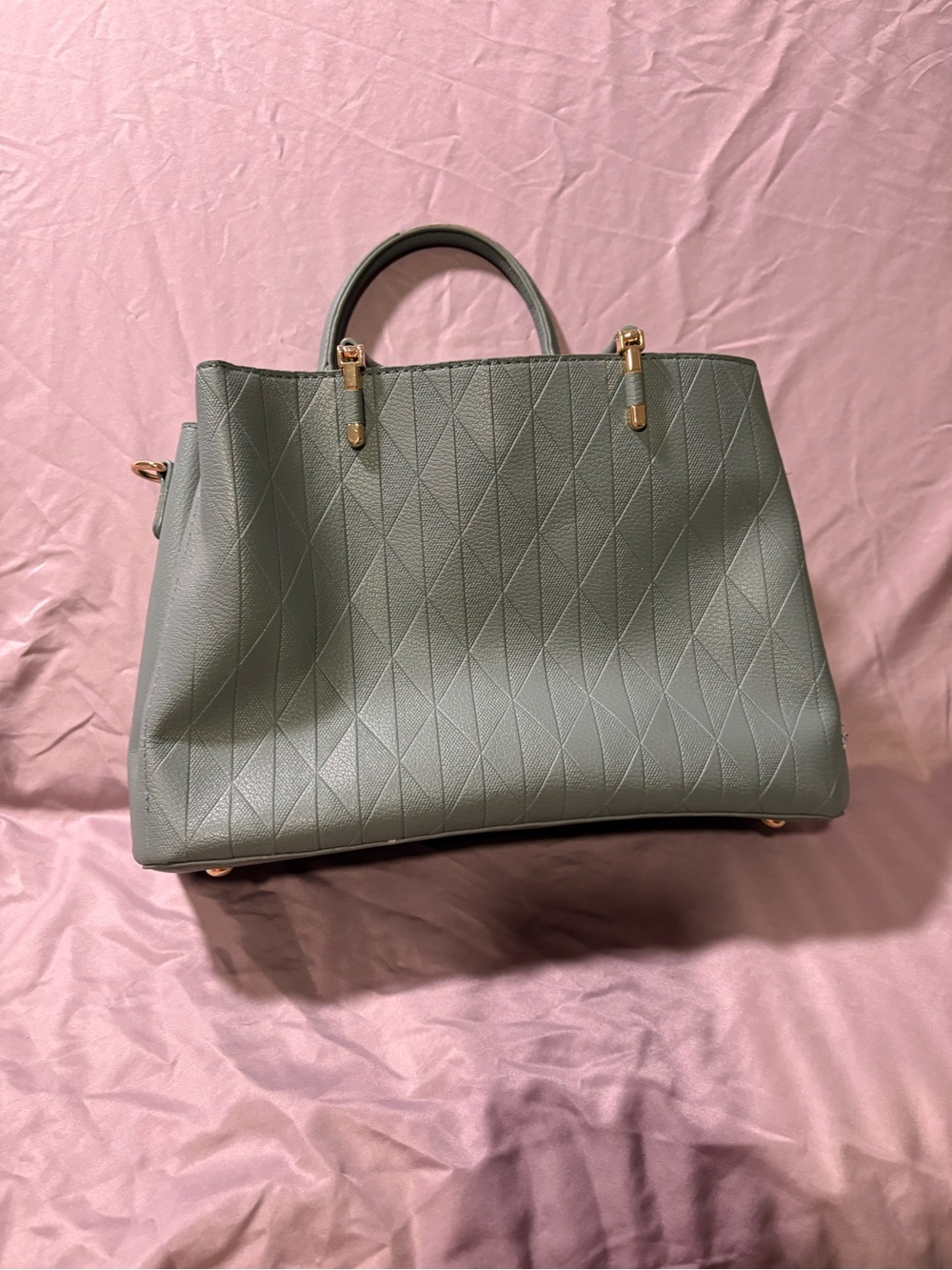 Women's Quilted Top-Handle Satchel Bag in Sage Green
